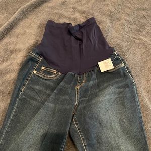 Indigo blue bootleg maternity jeans